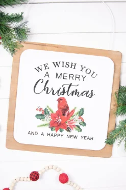 16” Wood & Metal Wish You A Merry Christmas Wall Decor