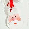 10" Wood Santa With Bell Ornament