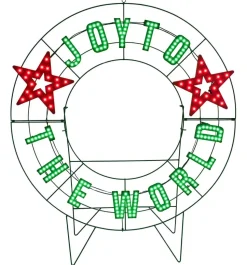 40" Wreath - Joy to the World with Stars with 223 Lights