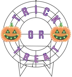 40" Wreath - Trick or Treat with Jack O'Lanterns with 239 Lights
