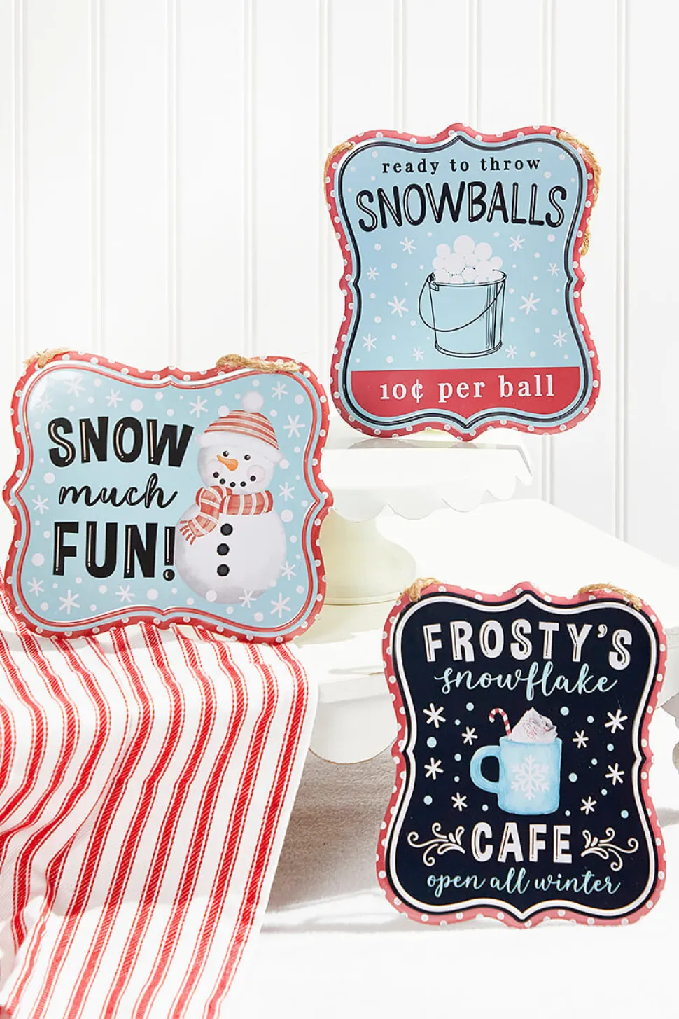 7"x 6" Assorted Embossed Winter Sign