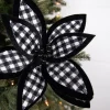 21” x 12" Black and White Plaid Poinsettia Stem with Black Berries