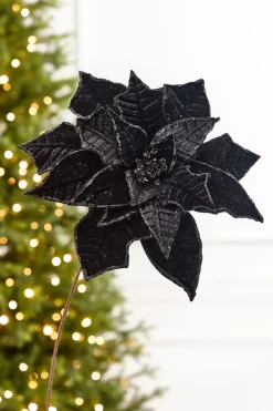 19" x 14" Black Velvet Poinsettia Stem