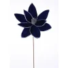 22” x 11.5" Blue/Silver Velvet Poinsettia Stem