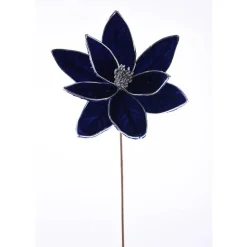 22” x 11.5" Blue/Silver Velvet Poinsettia Stem
