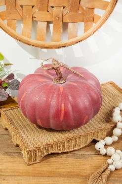 9" x 5" Burgundy Latex Harvest Pumpkin with Vine