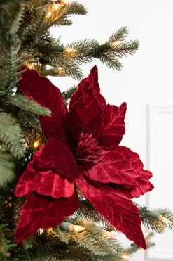 22" x 13" Burgundy Poinsettia Stem