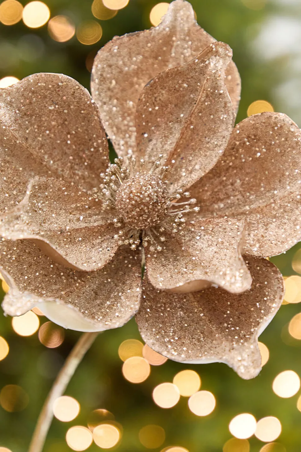 22" x 9.5" Champagne Glitter Magnolia Stem