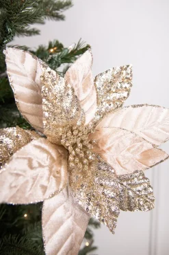 24” x 12" Champagne Glitter Poinsettia