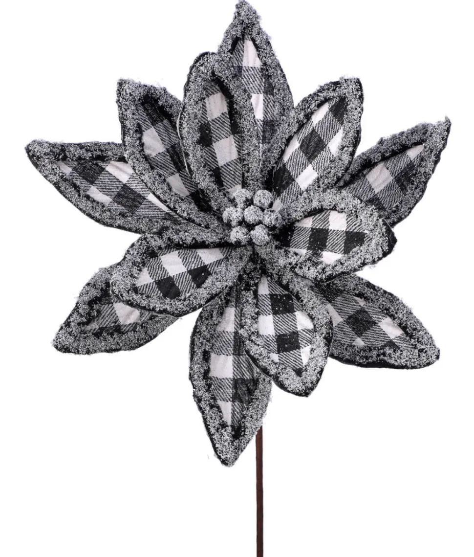 24” x 13" Frost Edge Country Check Poinsettia Stem
