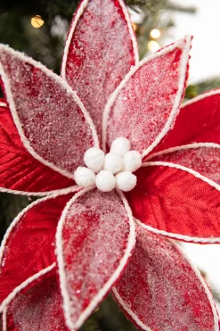 28” x 12" Frost Velvet Poinsettia Stem