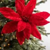 22” x 17” Giant Velvet Poinsettia Stem - Deep Red