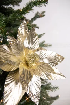 22” x 12.5" Gold Poinsettia Stem