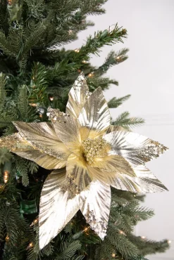 22” x 12.5" Gold Poinsettia Stem