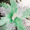24” x 13" Green & White Frosted Glitter Poinsettia Stem