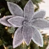 22” x 12.5" Grey Linen Jewel Poinsettia Stem