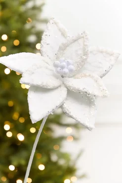 20" x 10" Iced White Poinsettia Stem