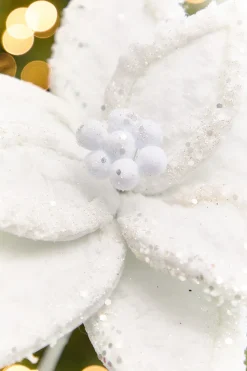 20" x 10" Iced White Poinsettia Stem