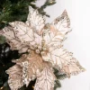 24” x 12" Leafy Champagne Poinsettia Stem