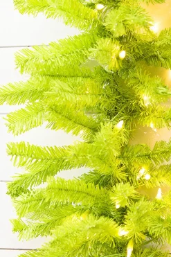 9' x 14" Lime Green Garland with LED Lights