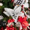 22” x 12.5" Linen Frost Poinsettia Stem - Gray
