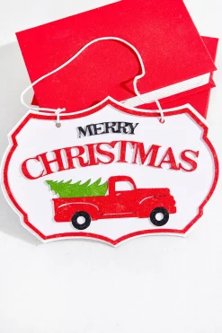6.5" x 10" Merry Christmas with Truck Ornament
