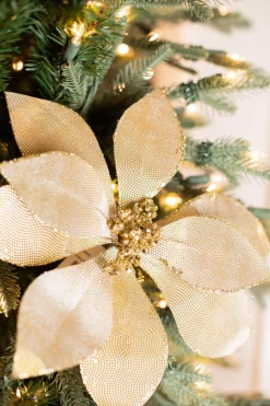 24” x 12" Metallic Mirror Fabric Poinsettia Stem