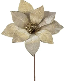 24” x 12" Metallic Mirror Fabric Poinsettia Stem