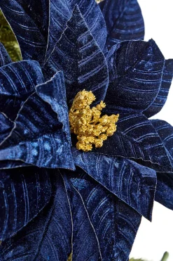 22" x 17" Midnight Blue with Gold Large Poinsettia Stem