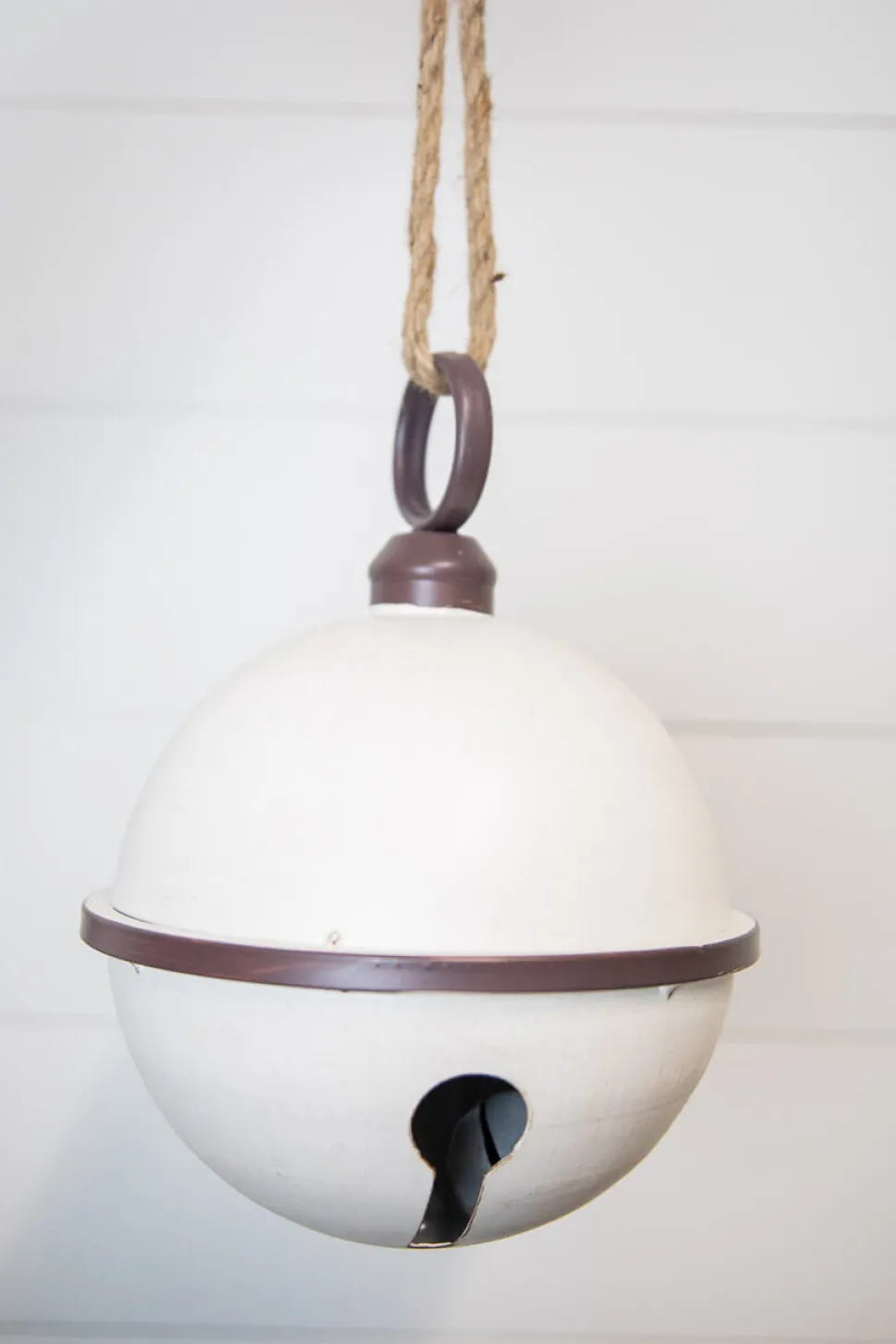 9" x 11.5” Oversized White Jingle Bell with Rope Hanger-Large