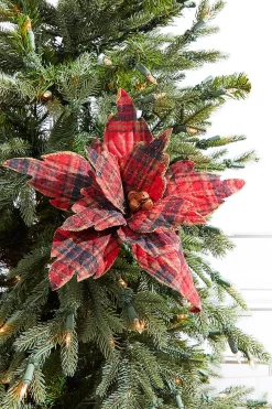22" x 14" Plaid Poinsettia Stem