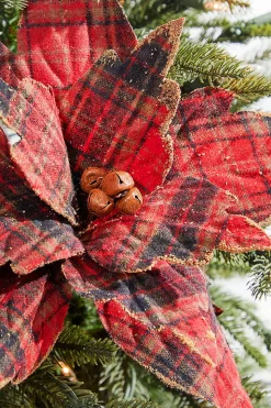22" x 14" Plaid Poinsettia Stem