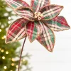 19" x 12" Plaid Poinsettia Stem