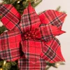 22” x 13” Plaid Poinsettia Stem Red