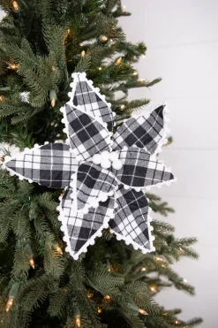 17” x 12" Plaid Ricrac Poinsettia Stem