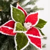 22” x 11.5" Red and Green Poinsettia Stem