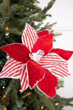 22” x 12" Red and White Poinsettia Stem