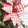 21” x 9" Red and White Poinsettia Stem with Red Berries