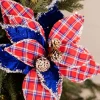 22” x 11" Red & Blue Plaid Poinsettia Stem