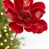 21" x 10" Red Glitter Magnolia Stem