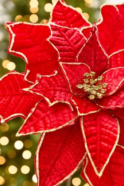 19" x 14" Red & Gold Poinsettia Stem