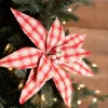 22” x 12.5" Red/Natural Check Poinsettia Stem