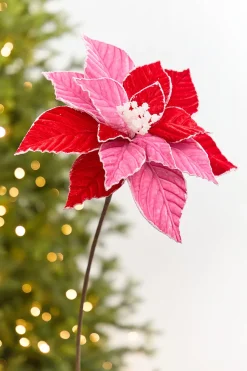 20" x 11.25" Red & Pink Poinsettia Stem