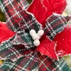 19" x 13" Red Plaid Poinsettia Pick