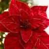 22" x 13" Red Velvet Poinsettia Stem