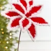 20" x 12" Red & White Fur Edge Poinsettia Stem