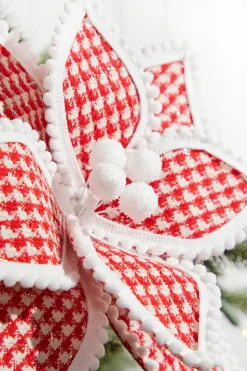 19" x 12" Red & White Polka Dot Poinsettia Stem
