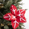 22” x 12" Red/White Snowflake Poinsettia Stem