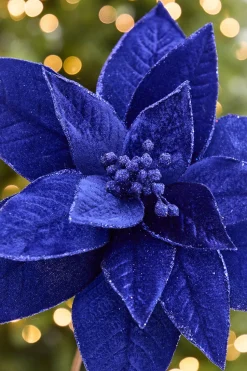 24" x 13" Royal Blue Poinsettia Stem
