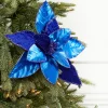 22” x 12” Royal Blue Velvet Poinsettia Stem